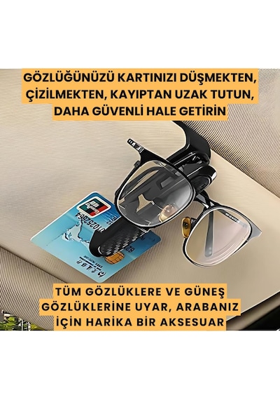 Coofbe Klipsli 180 Derece Döner Klipsli Araç İçi Gözlük Tutucu Kart Tutucu Oto Araç Gözlük Tutacagi 01