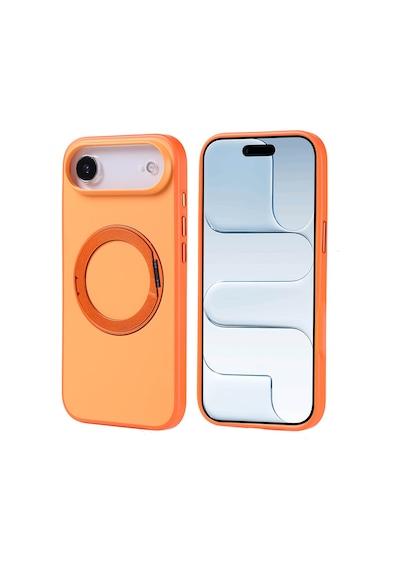 Apple Uyumlu iPhone 17 Air Kılıf M-safe Şarj Özellikli Standlı Zore Proton Silikon Kapak Turuncu