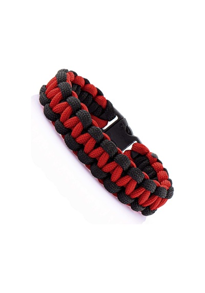 Kırmızı Siyah Paracord Bileklik - Par0015 Çok Renkli