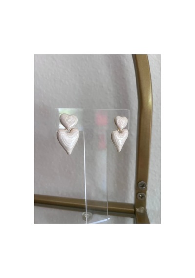 Linalya Jewelry Kalp Küpe Beyaz - Model 232