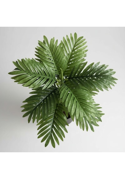 100 Cm Yapay Areca Palmiyesi Premium Dekoratif İç Mekan Bitkisi Siyah Metal Saksı Yeşil