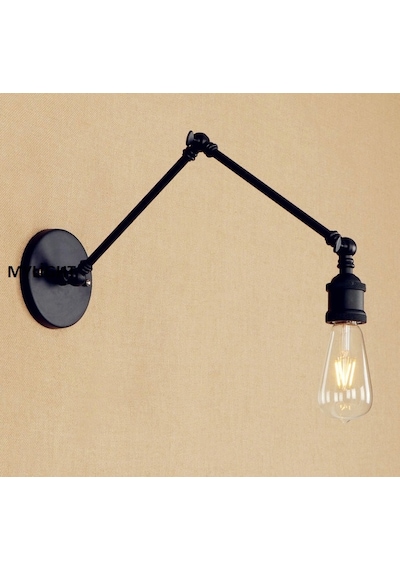 MYLİGHTS RETRO RUSTİK   MAT SİYAH  METAL  AKROBAT APLİK  OKUMA LAMBASI Siyah