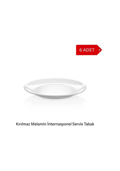6 Adet - 19cm İnternasyonel Kırılmaz Melamin Servis Tabağı, Tatlı, Meze, Düğün Salonu, Oteller Beyaz
