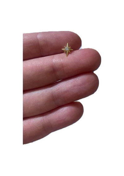 Minimal Kutup Yıldızı Kıkırdak Tragus Helix Pearsıng Küpe 316l Çelik Altın