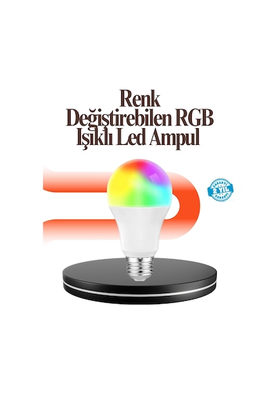 Renk Değiştiren Rgb Led Ampul 16 Renk Uzaktan Kumandalı 2025 Model Çok Renkli