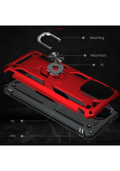 Xiaomi Mi 11 Lite Kılıf Sert Silikon Yüzüklü Stand Özellikli Kapak