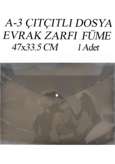 A3 Boy Çıt Çıt Dosya 1 Adet 47x33.5 Cm Çıtçıtlı Zarf Dosya Ödev Ve Proje Dosyası Füme