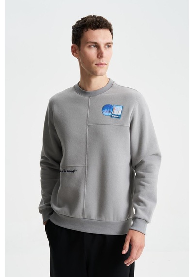 AR-MA Arma Şık Erkek Regular Fit 3 İplik Şardonlu Bisiklet Yaka Sweatshirt 001