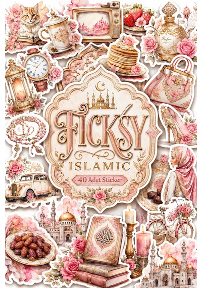 İslam Sticker Seti - 40 Adet Etiket Çıkartma - Muslim - Ramazan - Ramadan - Tesettür - Hijab Girl Diğer