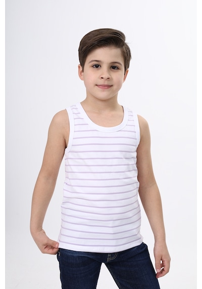 Toontoy Kids Toontoy Erkek Çocuk Çizgili Bisiklet Yaka Kolsuz Tişört Açık Lila