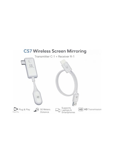 Kablosuz Hd Görüntü Aktarıcı Seti - 50m Menzil, Usb-c Verici Ve Alıcı, Plug & Play, Hdmı De