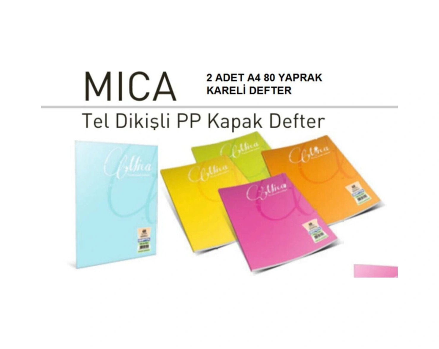 Mica A4 Plastik 2 Adet Kapak Kapak 80yp. Kareli