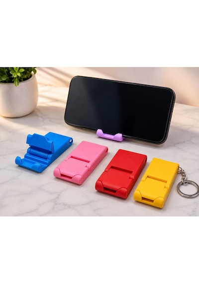 Veriqo 3d Katlanabilir Telefon Standı Mini Telefon Tutucu Katlanır Masaüstü Telefon Standı Anahtarlıklı Mavi