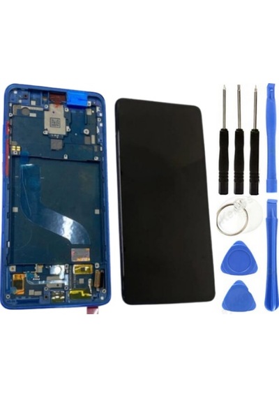 Xiaomi Mi 9t Uyumlu Çıtalı Servis Lcd Ekran Dokunmatik Mavi + Tamir Seti