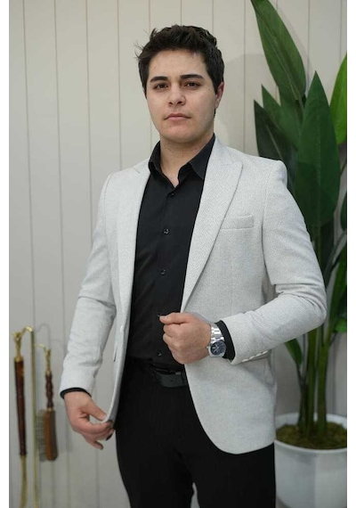 Bys Beystil Sivri Yaka Açık Kahve Kırçıllı Ceket Garcia- Slim Fit A.Kahverengi