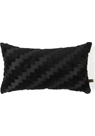 Bohem Özel Tasarım Punch Panç Desen Dekoratif Dikdörtgen Kırlent Kılıfı 28x50 cm Zigzag Siyah