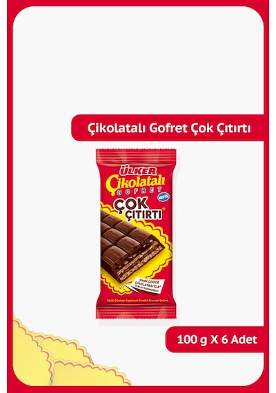 Çikolatalı Gofret Çok Çıtırtı-sütlü Çikolata Kaplamalı Fındıklı Kremalı Gofret-100 Gram-6 Adet