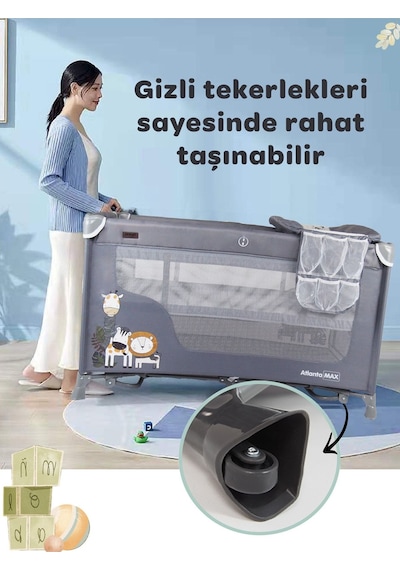 Prego Atlanta Max Alt Açma Üniteli Oyun Parkı + Yatak