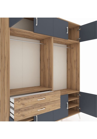 Hyperion Gardrop 7 Raflı 2 Çekmeceli 2 Askılı 176x44x221 Çam-antrasit/çam Antrasit/çam Hyperion Gardrop 7 Raflı 2 Çekmeceli 2 Askılı 176x44x221 Çam-antrasit/çam Antrasit/çam