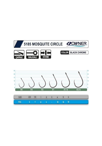 Owner 5185 Mosquito Circle Black Chrome Sinek İğne 2/0