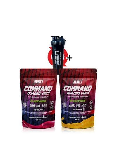 SSN Sports Style Nutrition Command Quadro  Whey 900 gr 30 Şase Mıx Çilek Muz Mango (15X2 DOYPACKS) Kombinasyon