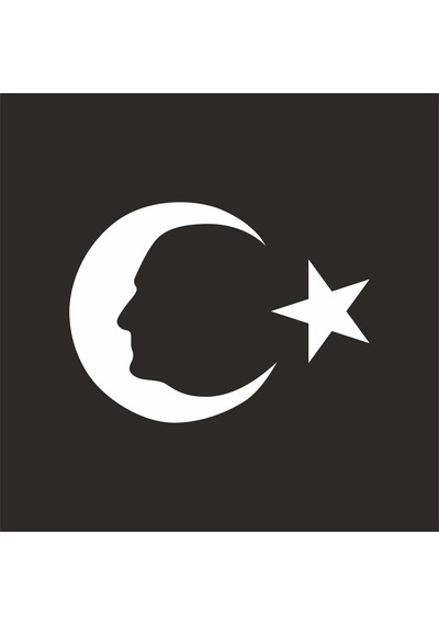 Ayyıldız Ve Atatürk Silüeti Sticker17x17 Cm Beyaz