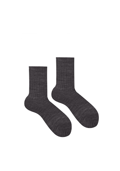 Ozzy Socks Kışlık Kadın Yünlü Antrasit Renk Uyku Çorabı Soft Touch Antrasit-füme