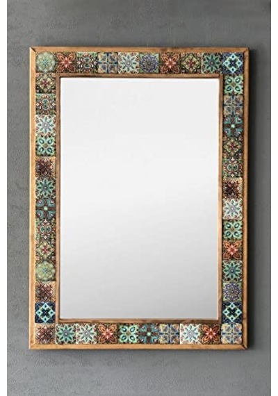 Oscar Stone Decor Masif Çerçeveli Mozaik Taş Ayna 53 Cm X 73 Cm Tile Mozaik Seramik Desenli Diğer