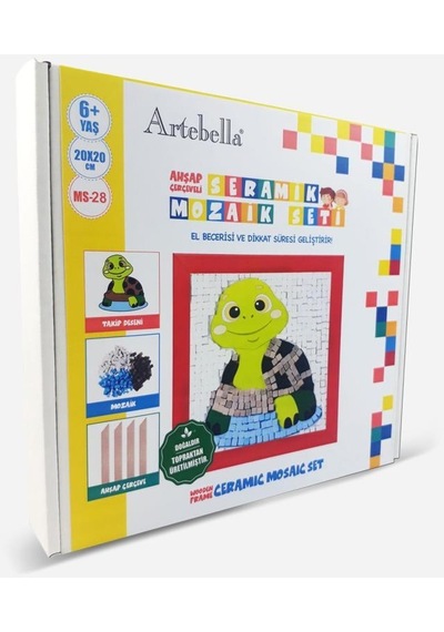 28 I Çocuk Ahşap Çerçeveli Seramik Mozaik Set 20x20 Cm