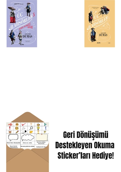Üç Silahşörler 5 - Demir Maskeli Adam Ciltli + Üç Silahşörler Ciltli + Okuma Sticker'ları