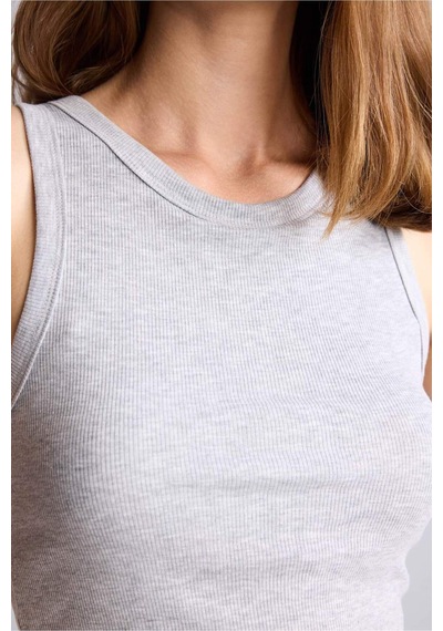 Defacto Pamuklu Slim Fit Fitilli Ribana Crop Atlet I0688ax26augr93 Gri-gr93