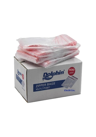 Dolphin Kilitli Şeffaf Buzdolabı Kilitli Saklama Poşeti Torba - 15x18 Cm. - 600 Adetlik 3 Kutu