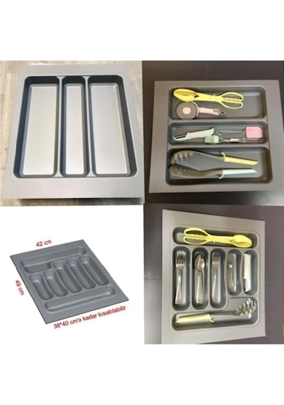 42/49 Cm 2'li Takım Cekmece Içi Kasıklık Ve Kepçelik Grı 38/40 Cm Kadar Kesılebılır 