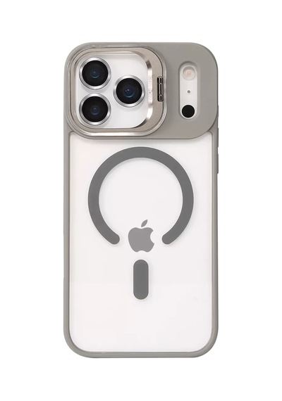 Joko Apple iPhone Uyumlu  17 Pro Uyumlu Remim Lensli Magsafe Standlı Kapak - Titan Gri