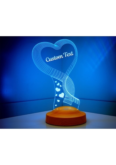 Doğum Günü Kalp Hediyesi Kişiye Özel 3D Led Lamba Gece Lambası