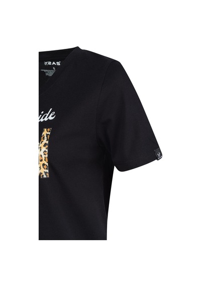 2as Alone Baskılı V Yaka Kadın T-shirt 410 Siyah