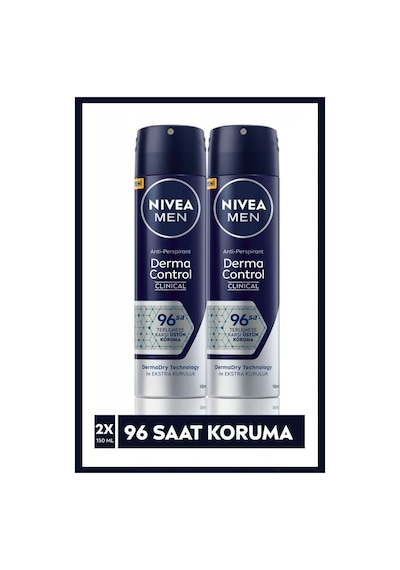 Men Derma Control Clinical Erkek Sprey Deodorant 150ml,96 Saat Üstün Koruma X2 Adet
