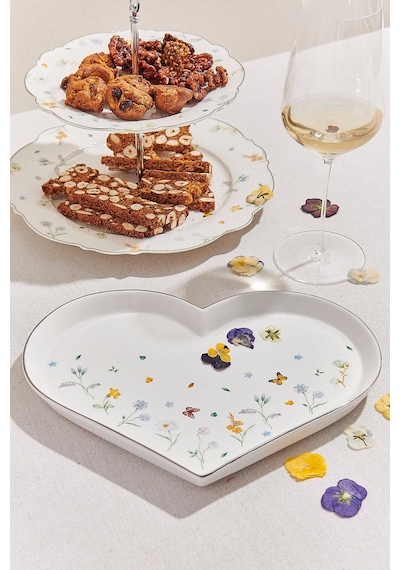 Pasabahce Petite Fleur Kalp Porselen Servis Tabağı - 1 Adet Çok Renkli