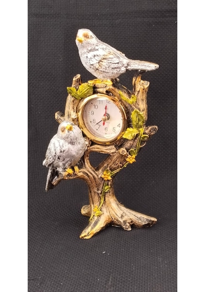 Tutku Akrilik Quartz Masa Saati Yaprak Ve Dal Desenli