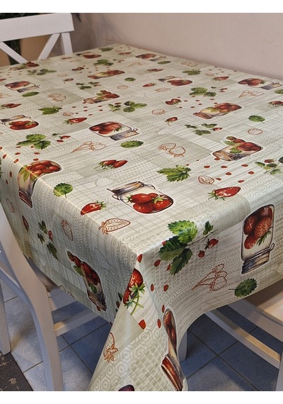 Elyaflı Pvc Muşamba - Desenli Silinebilir Masa Örtüsü Gri Fnt1231 Yeşil