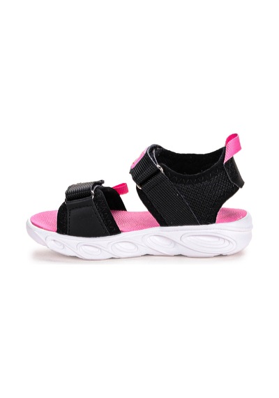 Kiko Kids 100 Işıklı Kız/erkek Çocuk Cırtlı Sandalet Ayakkabı 100 Siyah - Pembe