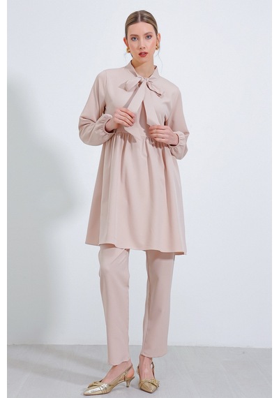 Bigdart Kadın Krem Örme Pantolon Tunik Alt Üst Takım 6654 6654bgd19-033-14814 001