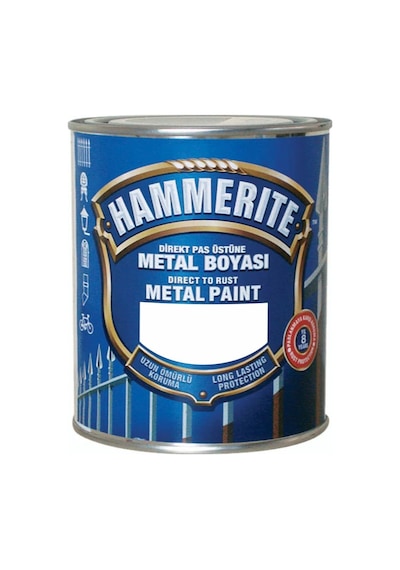 Hammerite Direk Pas Üstüne Metal Boyası 750Ml=1Kg Pürüzsüz Beyaz-