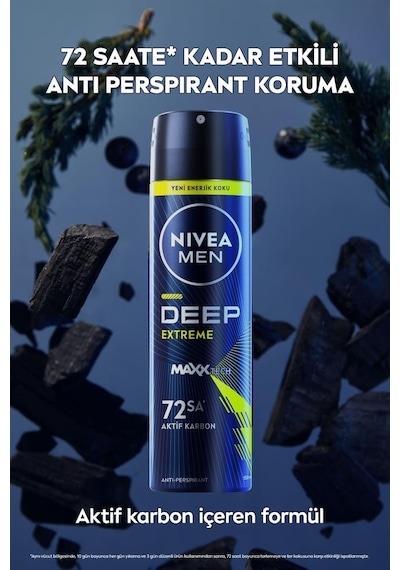 Nivea Men Deep Extreme Maxxtech 72 Saat Erkek Sprey Deodorant 150 ML