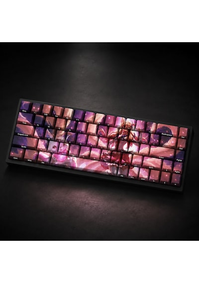 Özel Lol Star Guardian Ahri 68 Tuş Pbt Cherry Profil Boya Süblimasyonlu Mekanik Klavye Keycaps Seti