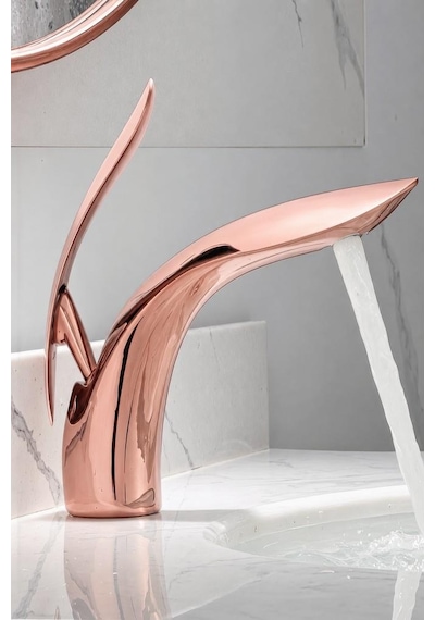 Luca Kısa Lavabo Bataryası Parlak Rose