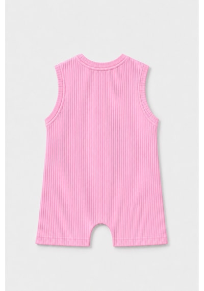 Babyden's Kız Bebek Tulum Yazlık %100 Pamuk Ribana Kolsuz Tavşan Baskılı Çıtçıtlı Bebek Tulumu 0-9 Ay Pembe