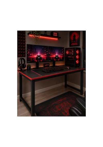 Siyah/kırmızı Oyuncu Masası 60x140, Çalışma Masası, Bilgisayar Masası, Gamer Masa, Metal Ayaklı Siyah/kırmızı Oyuncu Masası 60x140, Çalışma Masası, Bilgisayar Masası, Gamer Masa, Metal Ayaklı