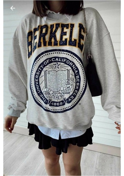 Blackjack Giyim Kadın Gri Berkeley Baskılı Sweatshirt Gri-beyaz