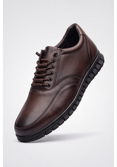 Brown Black Elastik Bağcıklı Esnek Hafif Taban Günlük Comfort Erkek Casual Klasik Ayakkabı Siyah - Kahverengi